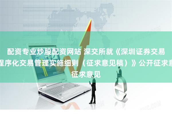 配资专业炒股配资网站 深交所就《深圳证券交易所程序化交易管理实施细则（征求意见稿）》公开征求意见